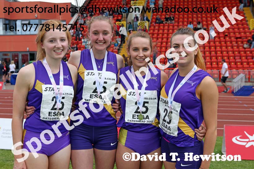 Senior girls 4 x 100 metres relay, 2015 English Schools, Gateshead. Photo: David T. Hewitson/Sports for All Pics